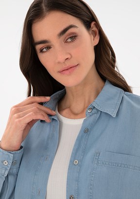 PIERRE CARDIN Mavi Kadın Denim Gömlek