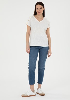 PIERRE CARDIN Mavi Kadın Mom Jean Pantolon
