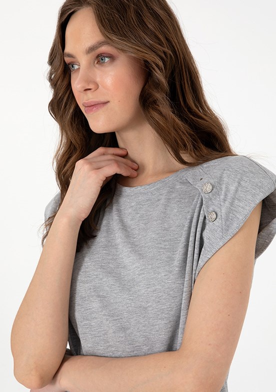 PIERRE CARDIN Gri Kadın Regular T-Shirt
