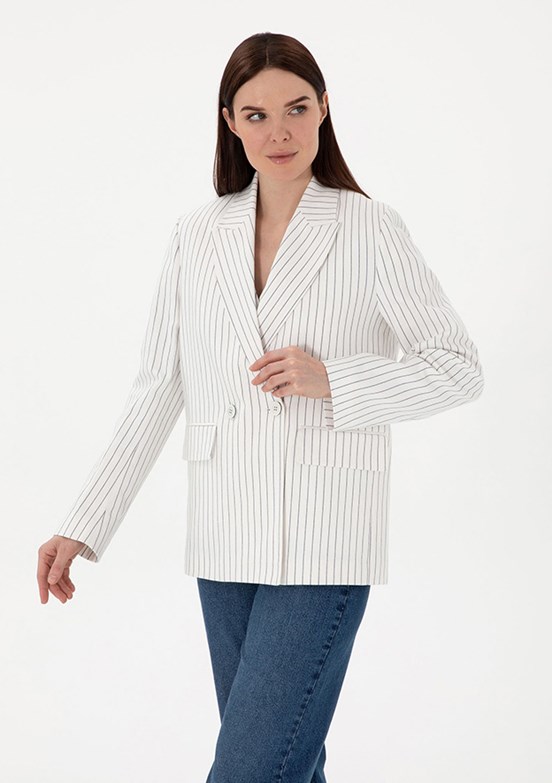 PIERRE CARDIN Beyaz Kadın Comfort Ceket