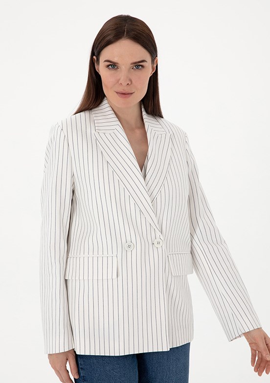 PIERRE CARDIN Beyaz Kadın Comfort Ceket