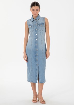 PIERRE CARDIN Mavi Kadın Denim Elbise