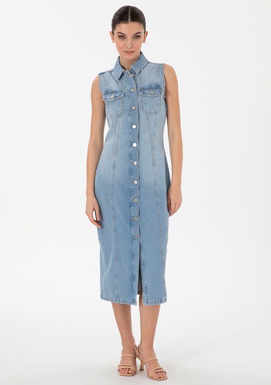 PIERRE CARDIN Mavi Kadın Denim Elbise