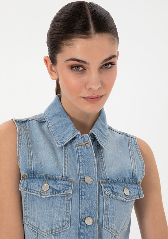 PIERRE CARDIN Mavi Kadın Denim Elbise