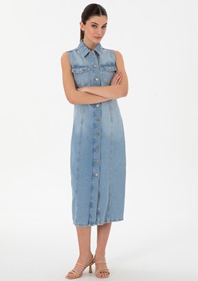PIERRE CARDIN Mavi Kadın Denim Elbise