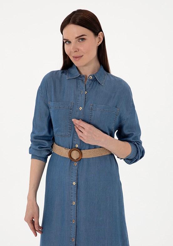 PIERRE CARDIN Mavi Kadın Denim Elbise