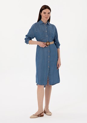 PIERRE CARDIN Mavi Kadın Denim Elbise