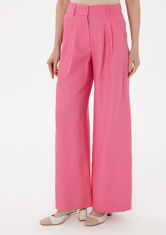 PIERRE CARDIN Pembe Kadın Bol Paça Pantolon