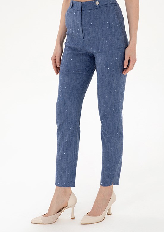 PIERRE CARDIN Lacivert Kadın Cropped Pantolon
