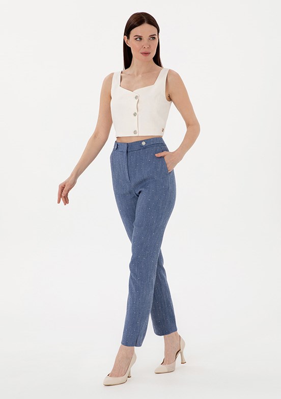 PIERRE CARDIN Lacivert Kadın Cropped Pantolon
