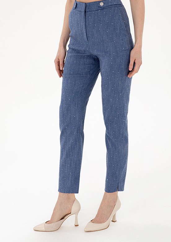 PIERRE CARDIN Lacivert Kadın Cropped Pantolon
