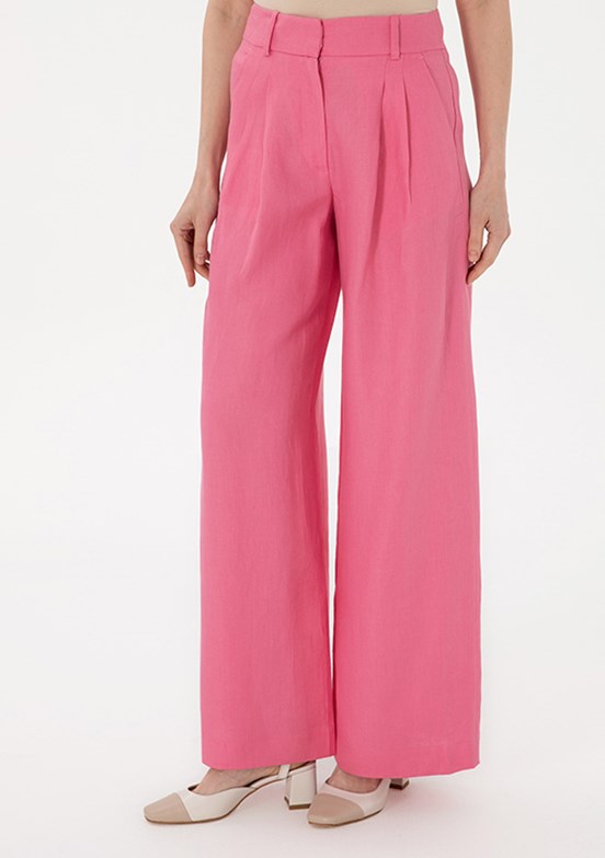 PIERRE CARDIN Pembe Kadın Bol Paça Pantolon