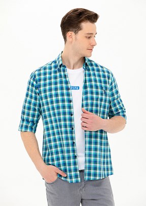 US POLO ASSN Mavi Erkek Uzun Kol Gömlek