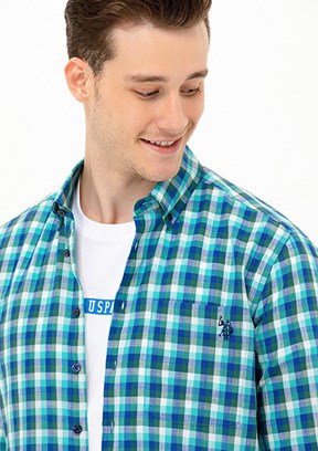 US POLO ASSN Mavi Erkek Uzun Kol Gömlek
