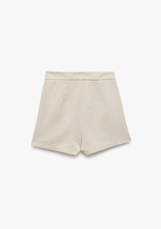 KOTON Bej Kadın Regular Fit Pile Detaylı Cepli Mini Şort