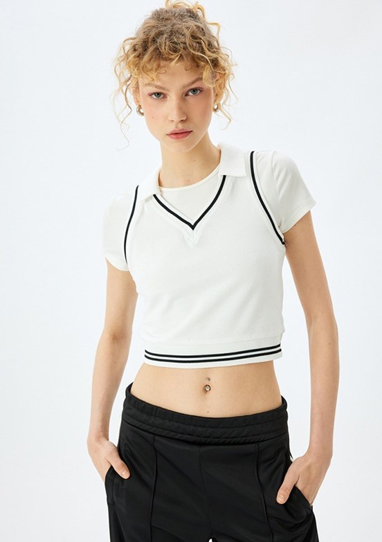 KOTON Beyaz Kadın Cropped T-Shirt