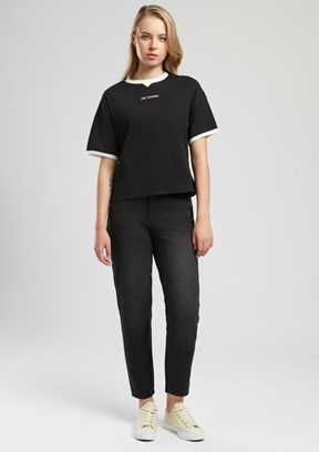 LEE COOPER Briana Siyah Kadın O Yaka T-shirt