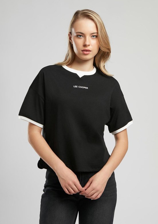 LEE COOPER Briana Siyah Kadın O Yaka T-shirt