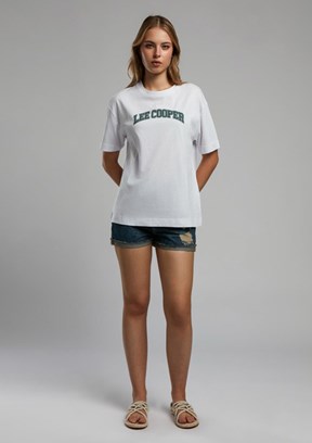 LEE COOPER Nina Beyaz Kadın O Yaka T-shirt