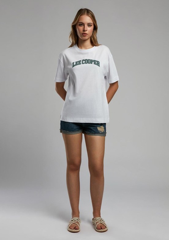 LEE COOPER Nina Beyaz Kadın O Yaka T-shirt