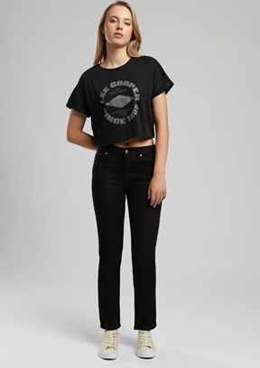 LEE COOPER Lorina Siyah Kadın O Yaka T-shirt