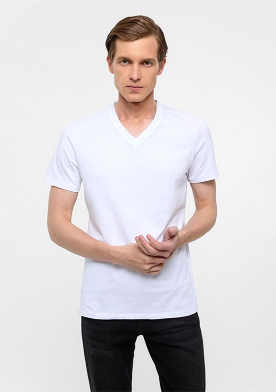 SÜVARİ Beyaz Erkek Slim T-Shirt
