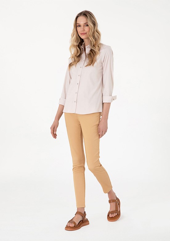 US POLO ASSN - Kadın Kahverengi Oversize Pantolon