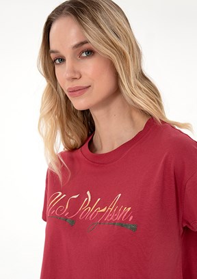 US POLO ASSN - Kadın Mor A-Form Fit T-Shirt