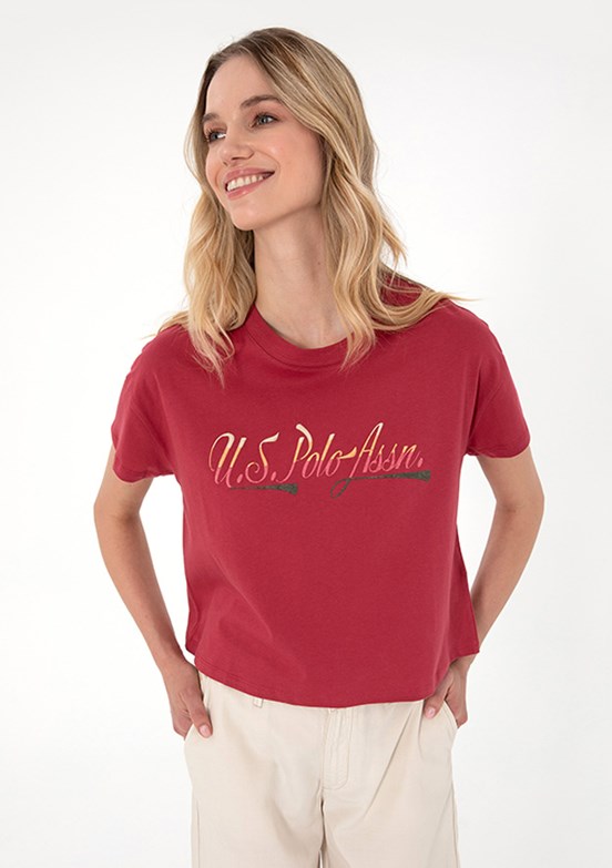 US POLO ASSN - Kadın Mor A-Form Fit T-Shirt