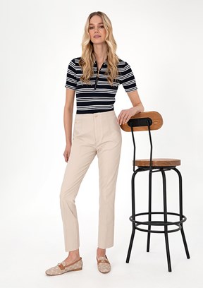 US POLO ASSN Bej Kadın Slim Pantolon