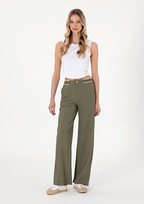 US POLO ASSN Yeşil Kadın Dokuma Pantolon