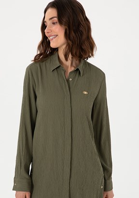 US POLO ASSN Yeşil Kadın Uzun Kol Gömlek