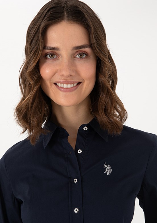 US POLO ASSN Lacivert Kadın Uzun Kol Gömlek