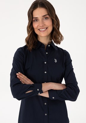 US POLO ASSN Lacivert Kadın Uzun Kol Gömlek