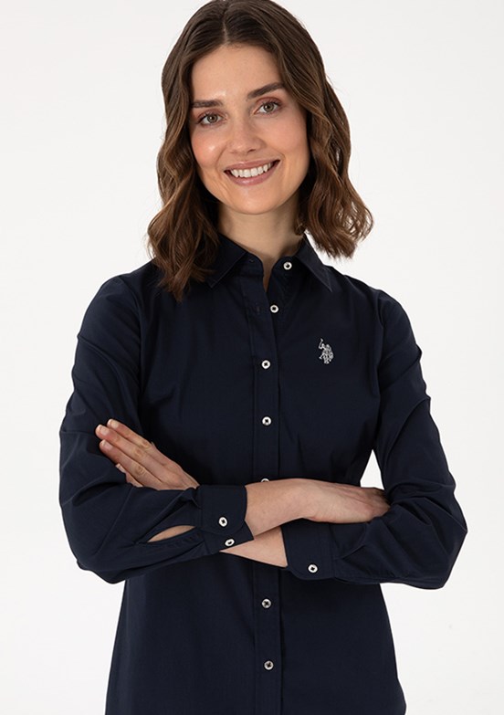 US POLO ASSN Lacivert Kadın Uzun Kol Gömlek
