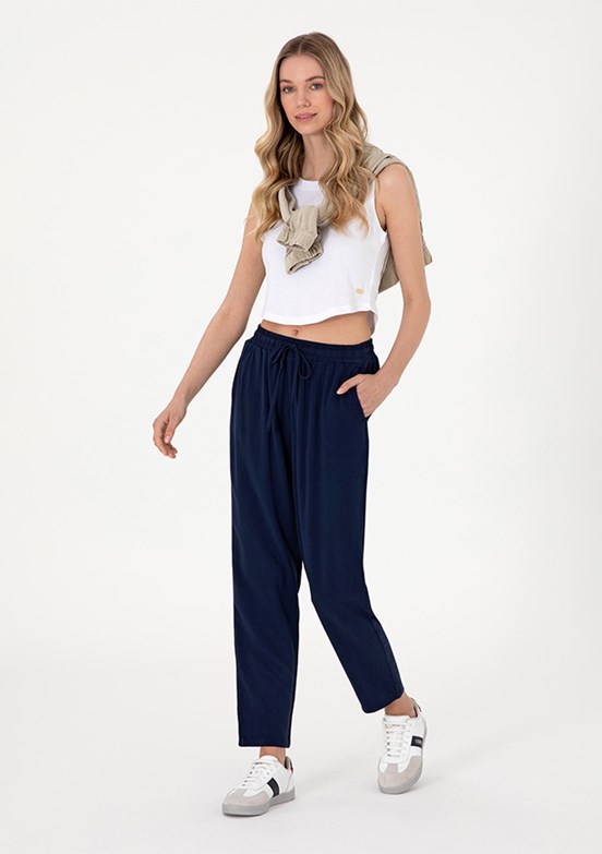 US POLO ASSN Lacivert Kadın Dokuma Pantolon