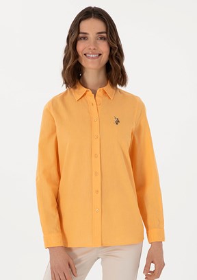 US POLO ASSN Turuncu Kadın Uzun Kol Gömlek