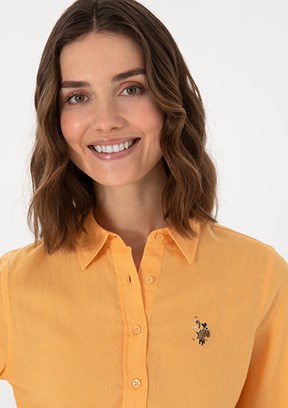 US POLO ASSN Turuncu Kadın Uzun Kol Gömlek