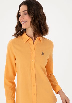 US POLO ASSN Turuncu Kadın Uzun Kol Gömlek