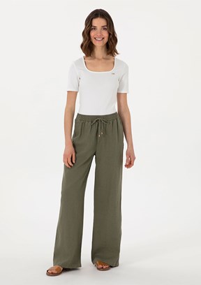 US POLO ASSN Yeşil Kadın Relax Pantolon