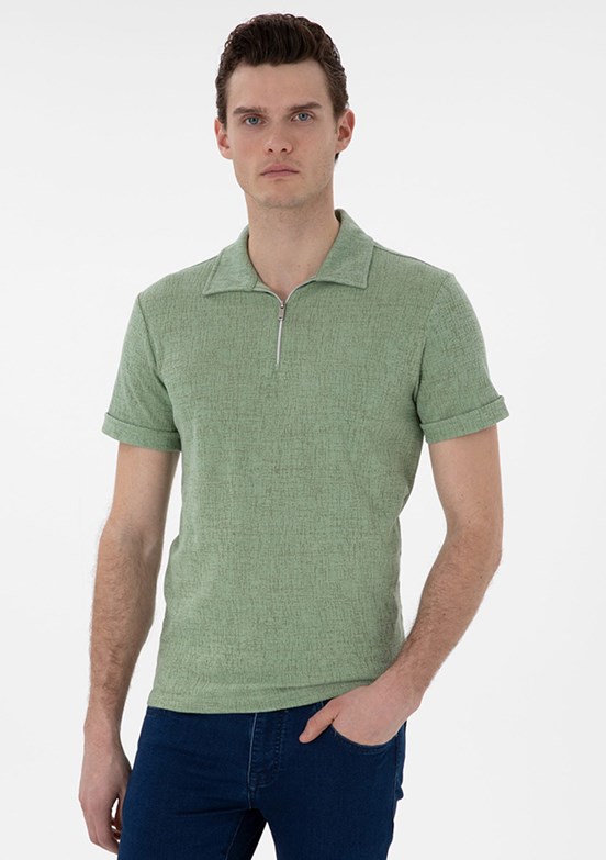 PİERRE CARDİN Yeşil Erkek Slim T-Shirt