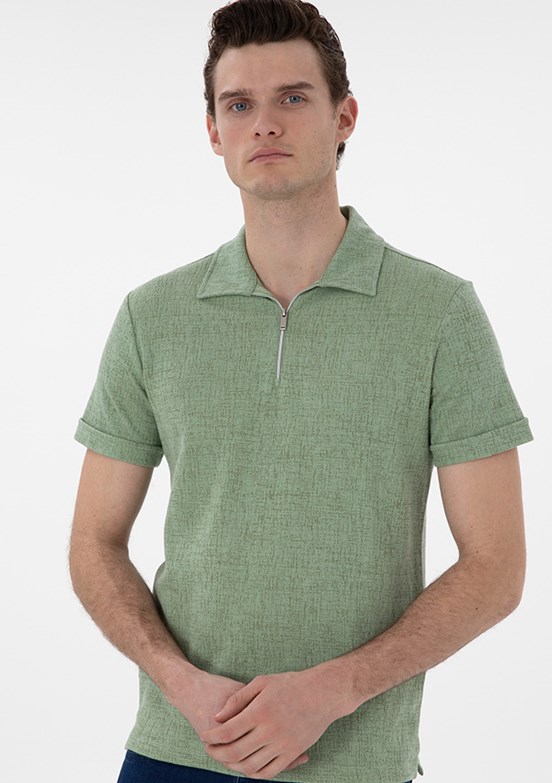 PİERRE CARDİN Yeşil Erkek Slim T-Shirt