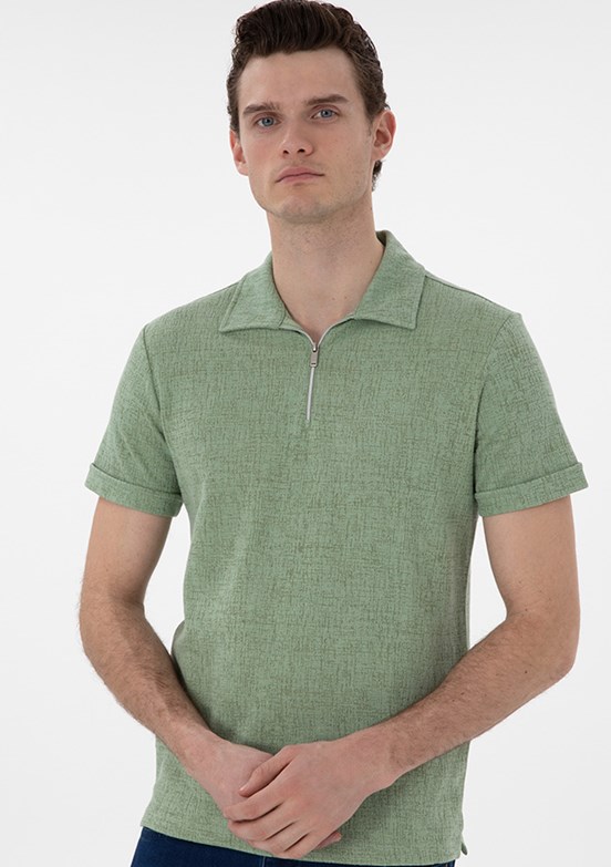 PİERRE CARDİN Yeşil Erkek Slim T-Shirt