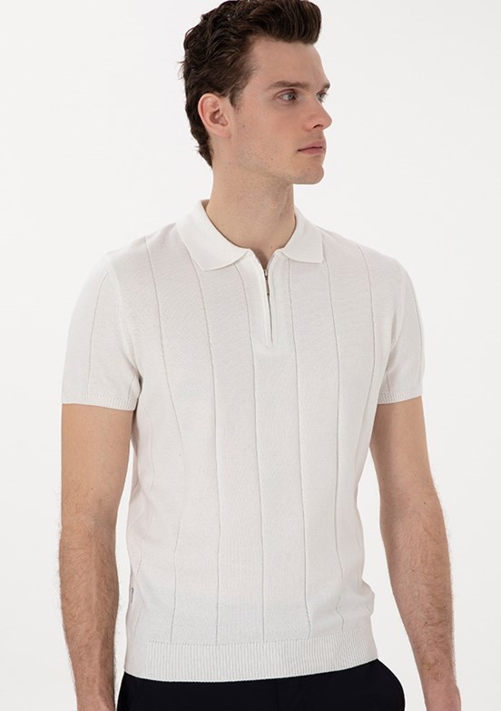 PİERRE CARDİN Beyaz Erkek Slim Kazak