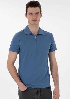 PİERRE CARDİN Mavi Erkek Slim T-Shirt