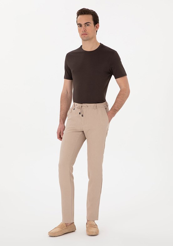 PİERRE CARDİN Bej Erkek Basic Pantolon