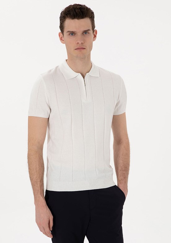 PİERRE CARDİN Beyaz Erkek Slim Kazak