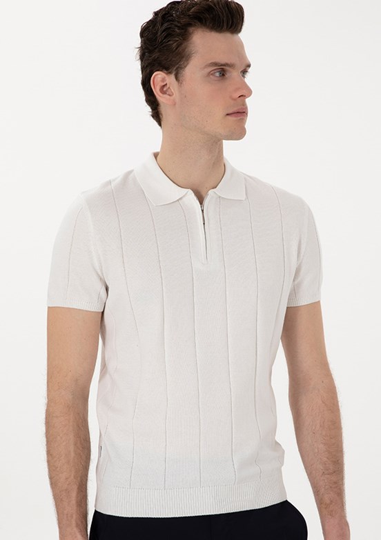 PİERRE CARDİN Beyaz Erkek Slim Kazak