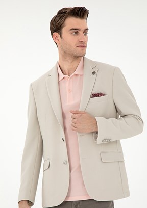 PİERRE CARDİN Bej Erkek Slim Ceket