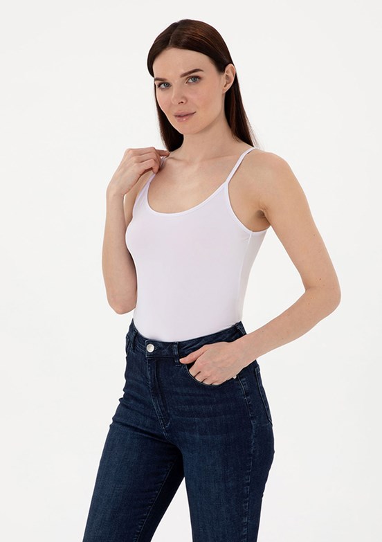 PIERRE CARDIN Beyaz Kadın Polo Yaka T-shirt